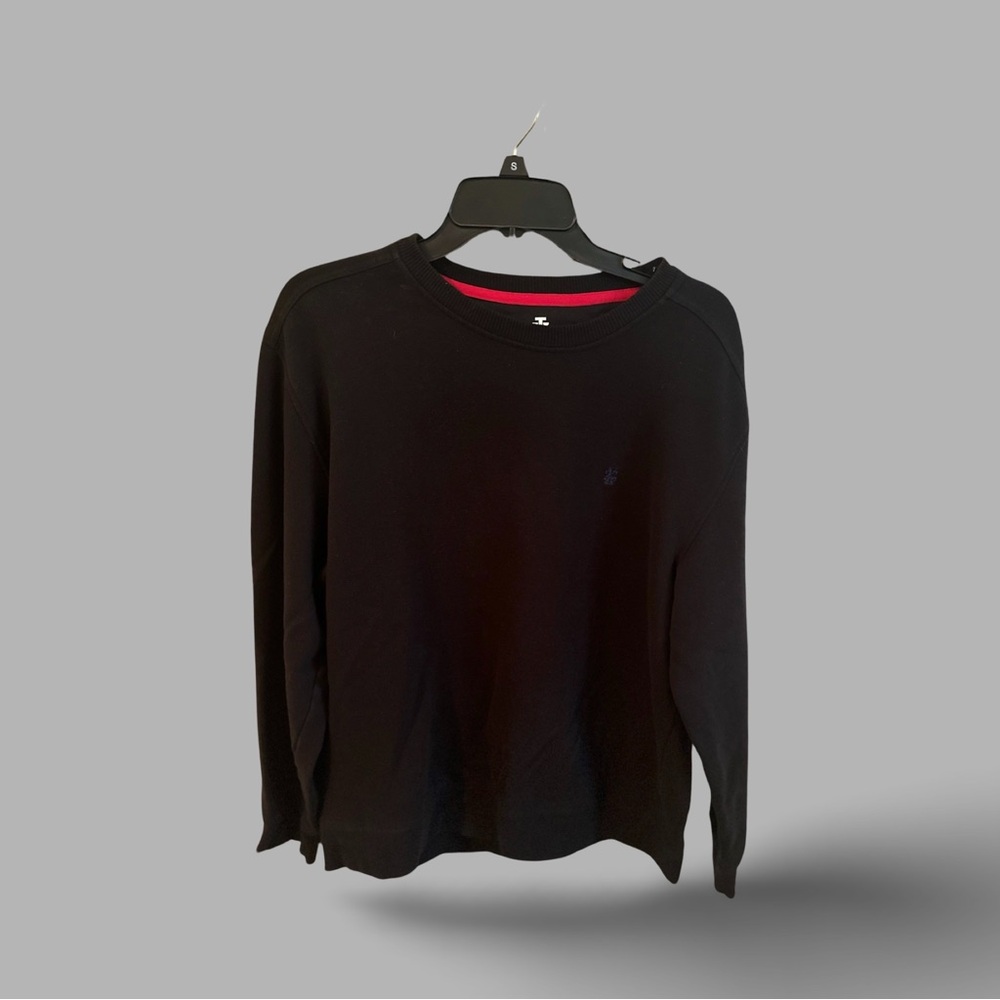 Men's Izod Black Fleece Pullover Sweat Shirt Size  L